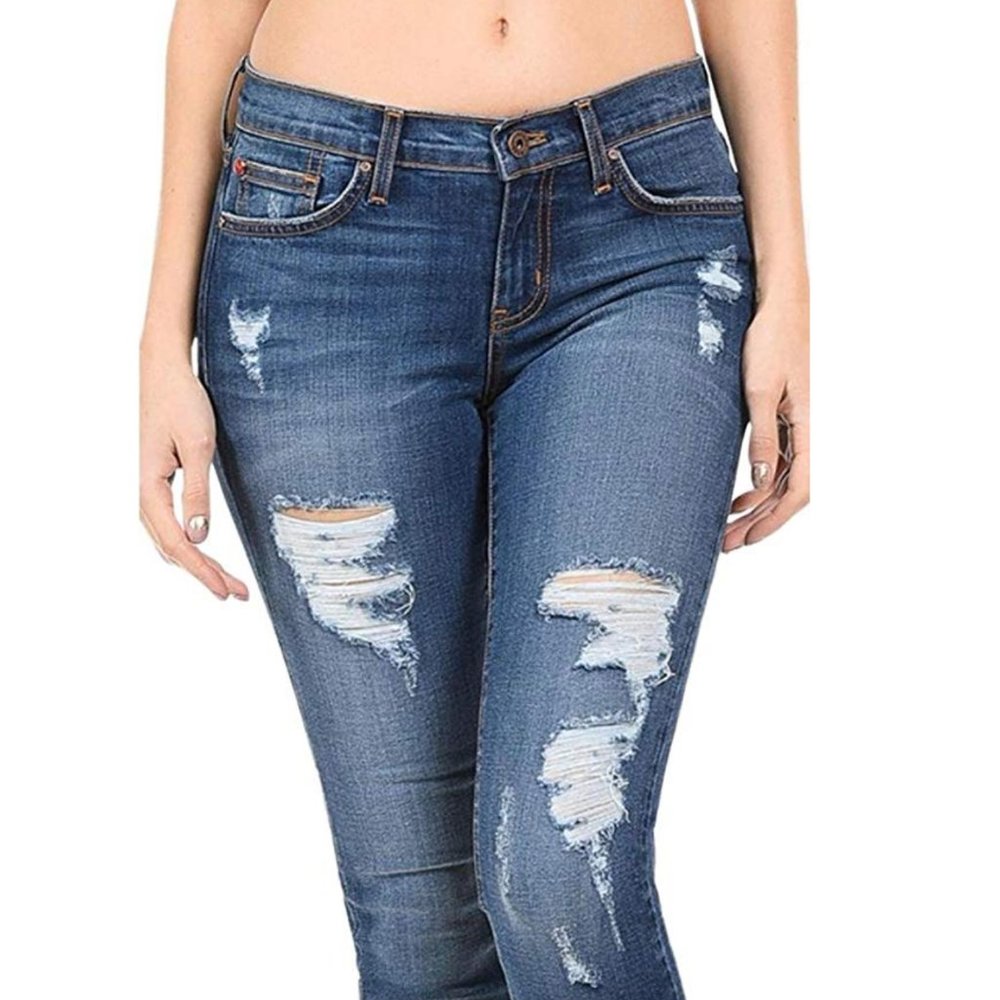 Angry Rabbit Mid Rise Destroyed Crop Skinny Jean - Picture 5 of 5